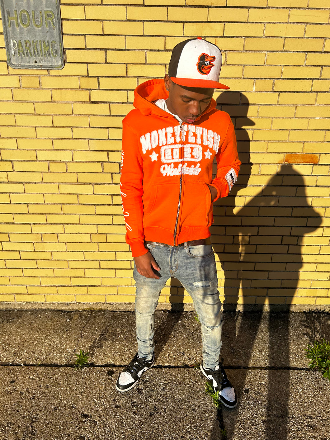 Orange Worldwide Zip Up Hoodie