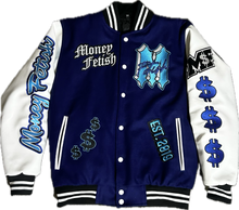 Charger l&#39;image dans la galerie, Blue &amp; White Varsity Jacket
